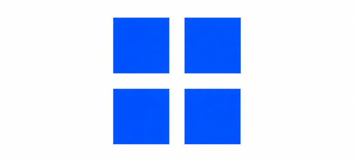 four small blue squares